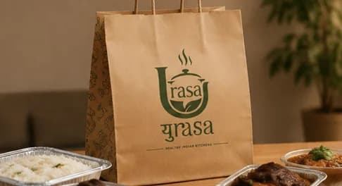 Urasa branded takeaway bag on a table
